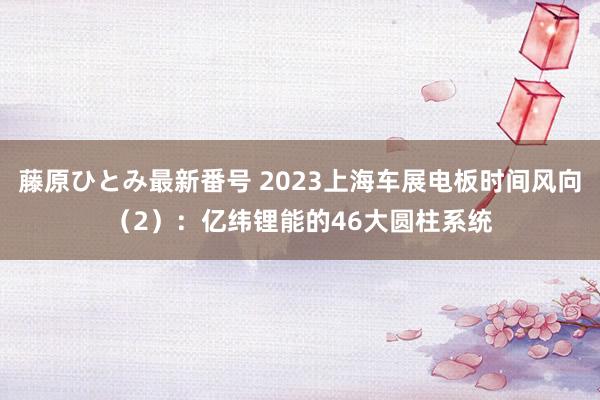 藤原ひとみ最新番号 2023上海车展电板时间风向（2）：亿纬锂能的46大圆柱系统