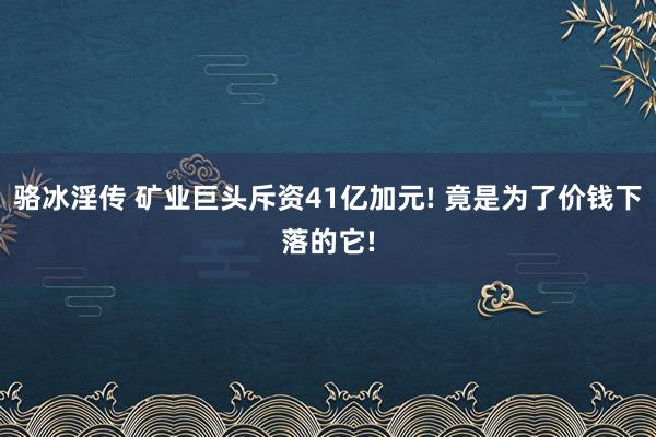 骆冰淫传 矿业巨头斥资41亿加元! 竟是为了价钱下落的它!