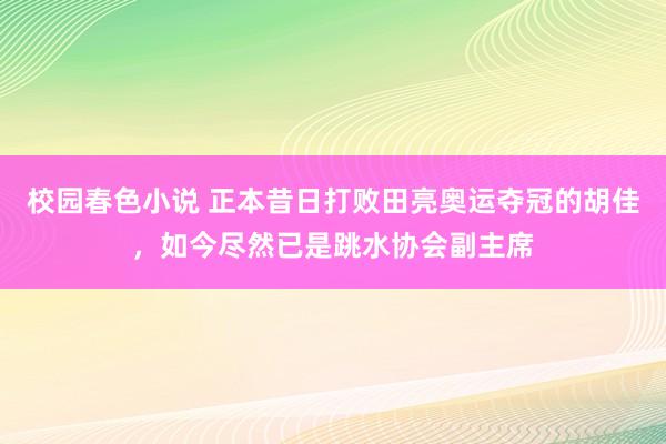 校园春色小说 正本昔日打败田亮奥运夺冠的胡佳，如今尽然已是跳水协会副主席