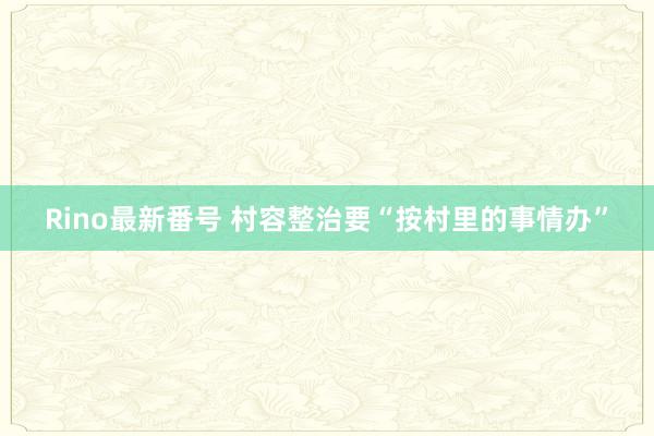 Rino最新番号 村容整治要“按村里的事情办”