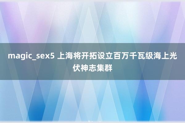 magic_sex5 上海将开拓设立百万千瓦级海上光伏神志集群