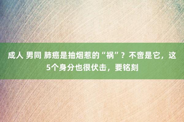 成人 男同 肺癌是抽烟惹的“祸”？不啻是它，这5个身分也很伏击，要铭刻