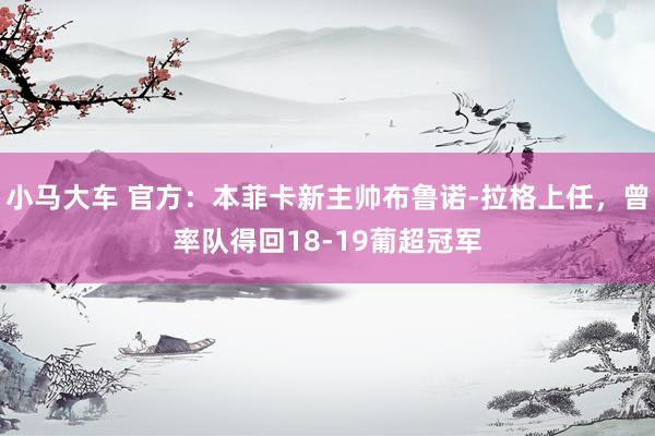 小马大车 官方：本菲卡新主帅布鲁诺-拉格上任，曾率队得回18-19葡超冠军