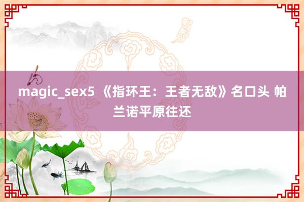 magic_sex5 《指环王：王者无敌》名口头 帕兰诺平原往还